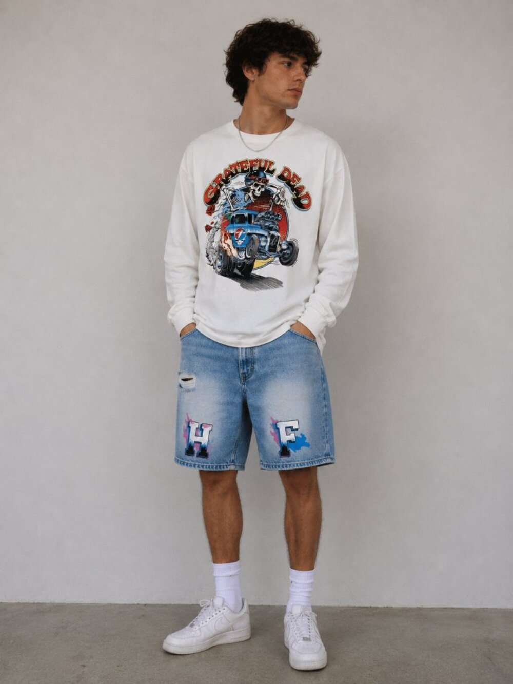 Liquid Blue Grateful Dead Hot Rod Long Sleeve Shirt Size Large